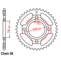 RK 43T Rear Sprocket for Yamaha RD400 1979-1980
