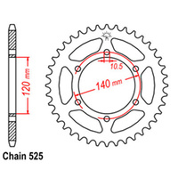 RK 44T Rear Sprocket for Kawasaki W400 Gry Imp/EJ400 2006-2008