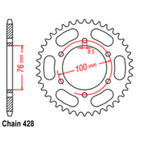 RK 42T Rear Sprocket for Yamaha SX4 Scorpio 225 2007-2010