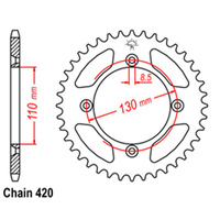 RK 51T Rear Sprocket for Honda CR80R 1985-2002