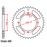 RK 54T Rear Sprocket for Kawasaki KX85 17/14/ KX85C 2020