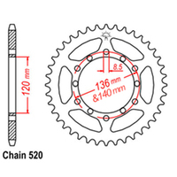 RK 38T Rear Sprocket for Yamaha RZ250 1983-1988