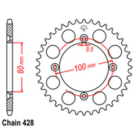 RK 50T Rear Sprocket for Honda XR100R 1985-2003