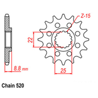 RK Front Sprocket 15T for KTM 250 F FREERIDE 2018-2020