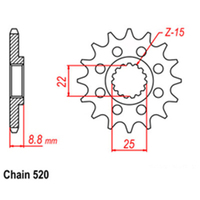 RK Front Sprocket 15T for KTM Freeride E-XC (Electric) 2018 >520