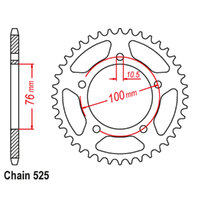RK 44T Rear Sprocket for Benelli LEONCINO 500 Trail 2019-2021