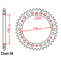 RK 43T Rear Sprocket for Triumph 1050 Speed Triple 210445 to 461331 2006-2013