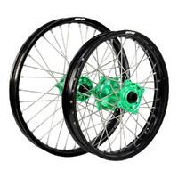 States MX Black/Green Wheel Set for Kawasaki KX450F/KX450E 2010-2011 (21/19)
