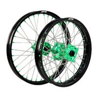 States MX Black/Green Wheel Set for Kawasaki KX80 BW 1998 (19/16)