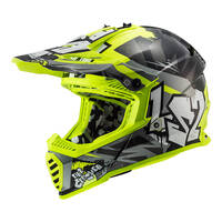 LS2 MX437J Fast Evo Crusher Mini Helmet Black/Grey/Hi-Vis Yellow