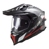 LS2 MX701 Explorer Carbon Frontier Helmet Titanium/Red