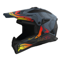 LS2 Helmet MX708 Fast II Wash Helmet Dark Grey/Red