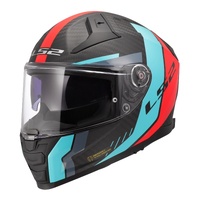 LS2 Helmet FF811 Vector II Carbon Grid Red/Cyan