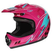 M2R Helmet MX2 Youth Lightning PC-7 White Blue Pink