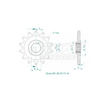 Esjot Front Sprocket 14T for Sherco 450 SEF-R 2013-2021