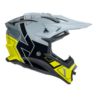 Nitro Helmet MX760 Hyper Gloss Silver/Grey/Black/Fluro