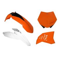 Rtech Plastics Kit for KTM EXC-F 250-450-525-530 SIX DAYS 2008-2011 Orange/White