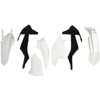 Rtech Plastics Kit for KTM EXC 250-300 SIX DAYS 2017-2019 -OEM-488 White/Black
