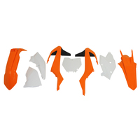 Rtech Plastics Kit KTM OEM Fact XC-F 250-450 2017-18 -OEM-536 Orange/White/Black