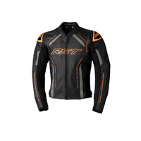 RST Jacket S-1 CE Leather Black/Grey/Neon Orange 
