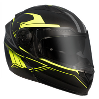 RXT Helmet 909 Flip-Up Matt Black/Fluro Yellow