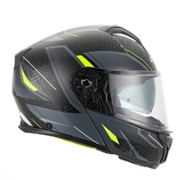 RXT Helmet 918 Flip Up Fusion Matt Black Grey Fluro