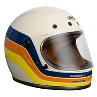 RXT Helmet A751 Stone Retro Classic White Blu Yellow Stripe