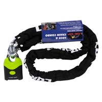 Lok-Up Chain & Padlock 10mmx10mmx1.5m Blk/Fluro Heat Hardened Chain