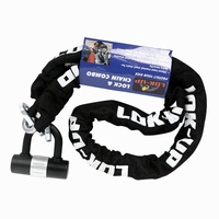 Lok-Up Chain & U Padlock 10mmx10mmx1.5m Black/Silver Lock Heat Hardened Chain