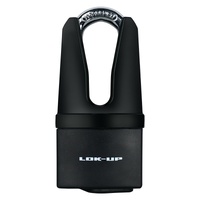 Lok-Up H/Duty Padlock/Disc Lock 60mm Black-Shank Protect Reminder Cable Not Incl