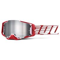 100% Armega Goggles Oversized Deep Red Flash Silver Lens
