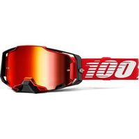 100% Armega Goggles Red - Mirror Red Lens