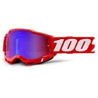 100% Accuri 2 Goggles Neon Red Mirror Red/Blue Lens