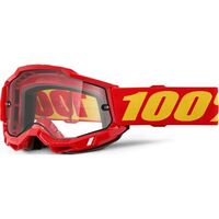 100% Accuri 2 Enduro Moto Goggles Red-Clear Lens