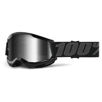 100% Strata2 Youth Goggles Black Mirror Silver Lens