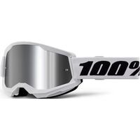 100% STRATA 2 JUNIOR Goggles Wht-Mir Sil Lens