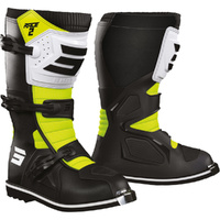 Shot Racing Gear Boots Racing 2 Black/White/Neon Yellow PeeWee 