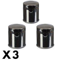 3 Pack Whites Chrome Oil Filter for Harley FLHRI 1340 Road King FI 1996-1997