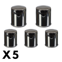 5 Pack Whites Chrome Oil Filter for Harley XLH1200C Sportster Custom 2008-2010