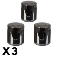 3 Pack Whites Chrome Oil Filter for Harley FXDL Dyna Low Rider 2017