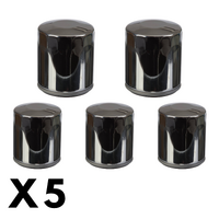 5 Pack Whites Chrome Oil Filter for Harley FLFBS Softail Fat Boy 2018-2021