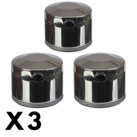 3 Pack Whites Chrome Oil Filter for Harley FLHS 1340 Elec Glide Sport 1984-1986